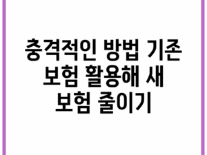 충격적인 방법! 기존 보험 활용해 새 보험 줄이기